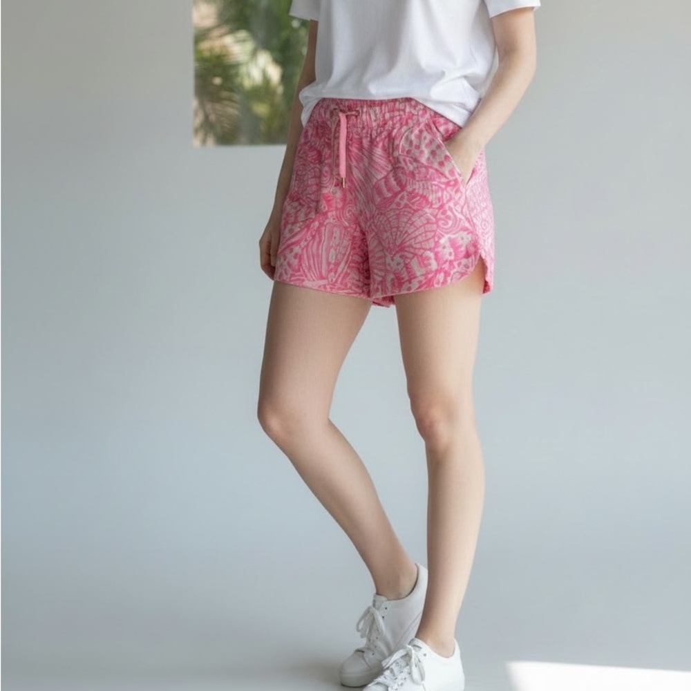 Lilly Pulitzer Pink Pattern Drawstring Athletic Shorts